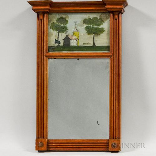 Small Federal Reverse-painted Mirror, ht. 19, wd. 12 3/4 in.