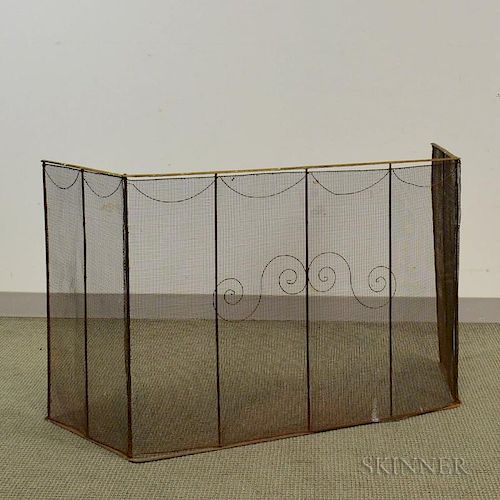 Iron and Brass Folding Firescreen, ht. 30 1/4, wd. 42 in.