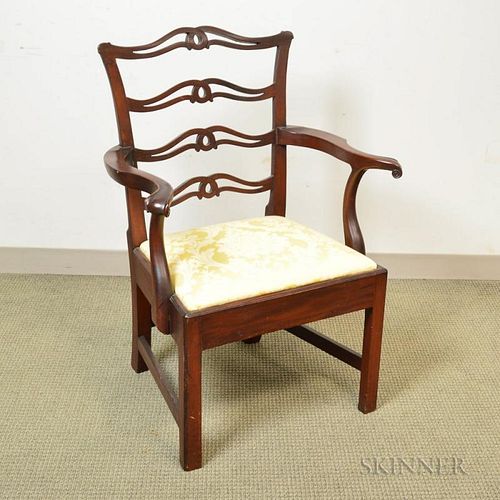 Chippendale-style Carved Mahogany Ribbon-back Armchair, (imperfections), ht. 39 in.