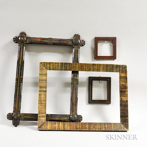 Four Wood Picture Frames, 19th century, ht. to 18, wd. to 14 in.