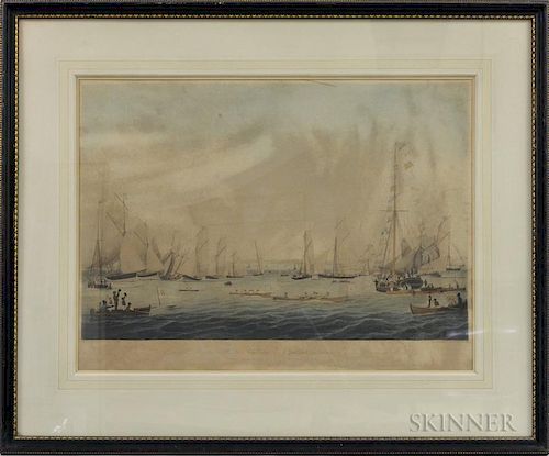 Framed Mezzotint of the Royal Northern Yacht Club, England, 19th century, (imperfections), sight size 17 1/2 x 23 in.