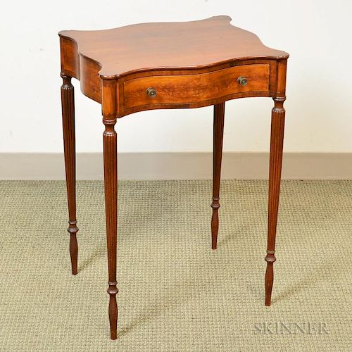 Federal-style Inlaid Mahogany One-drawer Stand, ht. 27, wd. 18, dp. 15 in.