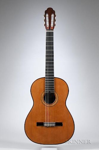 Classical Guitar, Manuel Velazquez, 2001, labeled Manuel/VELAZQUEZ/Constructor de Guitarras/New York, the label signed Manuel