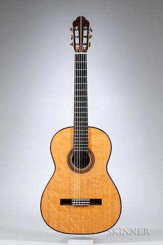 Classical Guitar, Manuel Velazquez, 2005, labeled Manuel/VELAZQUEZ/Constructor de Guitarras/New York, the label signed Manuel