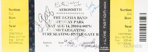 The J. Geils Band Autographed Reunion Concert Ticket