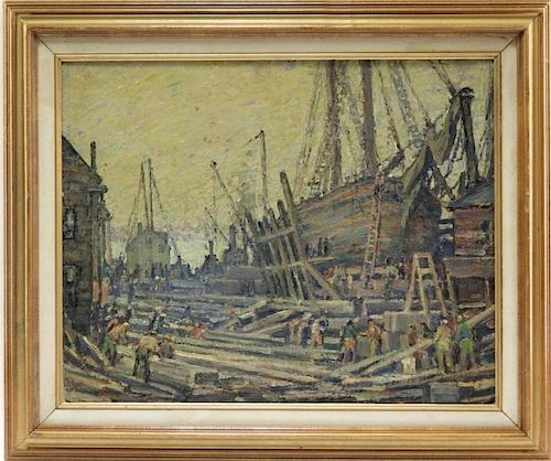 Frederick U. DeVoll Impressionist Harbor Painting