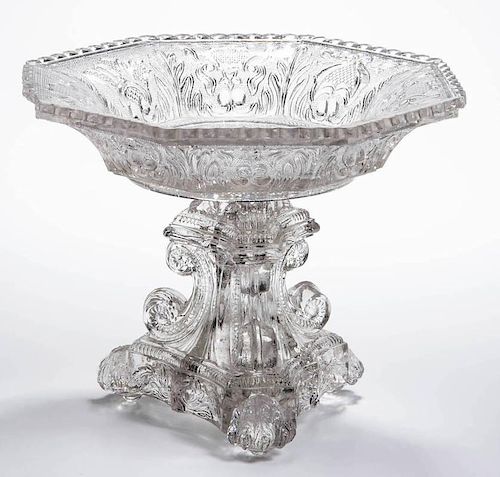 PRESSED LACY EAGLE OCTAGONAL COMPOTE