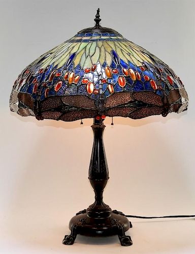 Tiffany Style Dragonfly Stained Glass Lamp