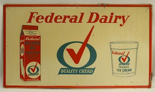Federal Dairy Tin Lithograph RI Advertising Sign