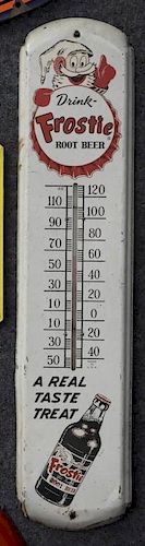 Frostie Root Beer Painted Tin Logo Thermometer