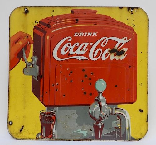 C.1940 Coca Cola Double Sided Porcelain Sign