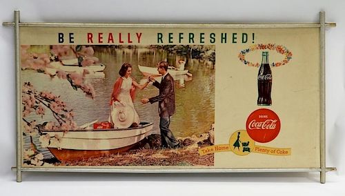 C.1955 Coca Cola Be Refreshed Litho Cardboard Sign