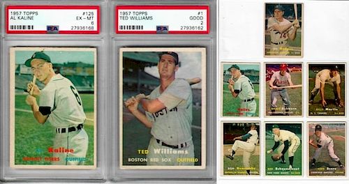 9PC 1957 Topps Baseball Trading Cards Williams PSA