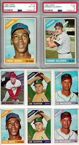 8PC 1966 Topps Baseball Trading Cards PSA Graded