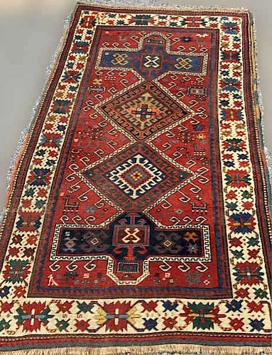 Colorful Kazak Center Hall Carpet