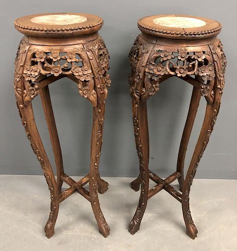 Pair of Asian Rosewood Plant Stands