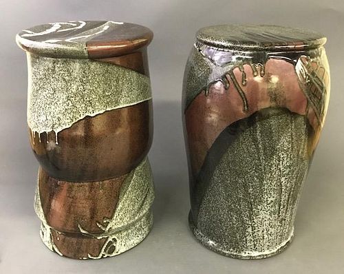 Two Similar Studio Ceramic Pedestals