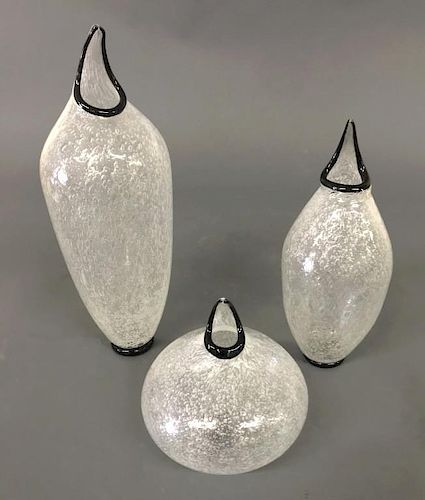 Three Art Blown Glass Vessels