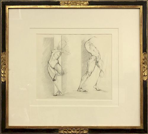 Gary Weisman Framed Drawing "Two Figures"