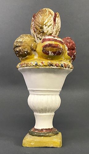 Colorful Chalkware Urn of Fruit