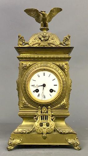 French Bronze Clock with Eagle Finial
