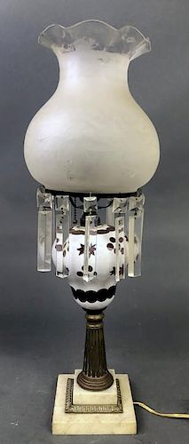 Cut Glass and Marble Table Lamp