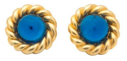 A Pair of Chanel Goldtone Earclips, 2.25" diameter.