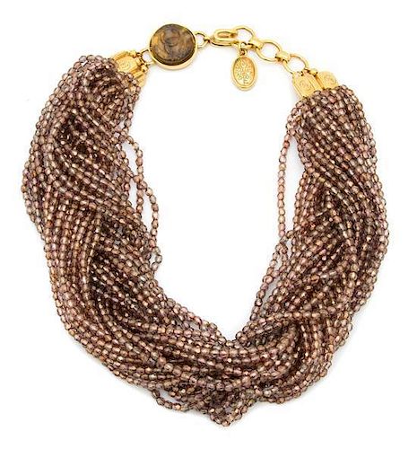 A Chanel Copper Beaded Torsade Necklace, 19" x 2".