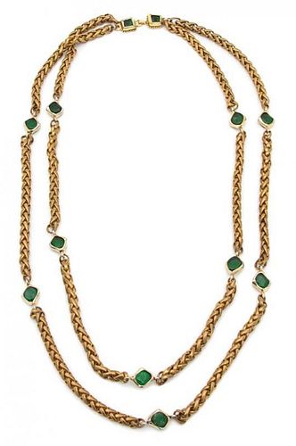 A Chanel Goldtone Double Strand Chain Necklace, Shortest strand: 34".
