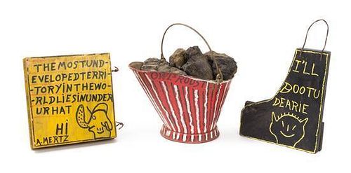 Albert "Kid" Mertz, (American, 1905-1988), Coal Bucket and Two Untitled Works, (3 Items)