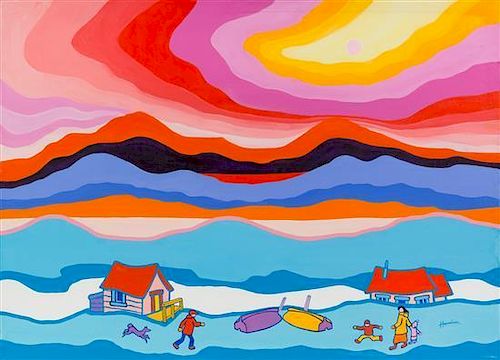 Ted Harrison, (Canadian, 1926-2015), Coming Home, 1992