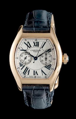 A Limited Edition 18 Karat Pink Gold Ref. 2661 'Tortue' Single Button Chronograph Wristwatch, Cartier,
