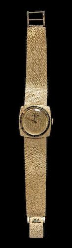 A 14 Karat Yellow Gold Wristwatch, LeCoultre,