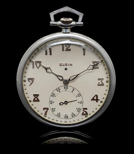 A Platinum Open Face 'C.H. Hulburd' Pocket Watch, Elgin, Circa 1927,