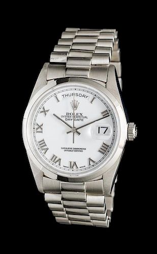 A Platinum Ref. M18206 Oyster Perpetual Day-Date Wristwatch, Rolex,