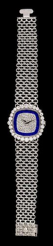 An 18 Karat White Gold, Diamond and Lapis Lazuli Ref. 4273/1 Wristwatch, Patek Philippe,