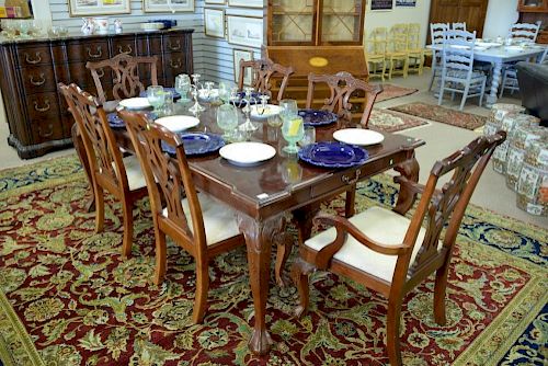 Mahogany seven piece dining set to include table with two 24in