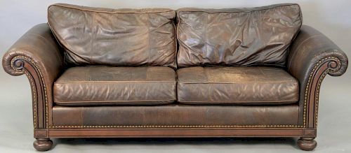 Bernhardt leather sofa (wear). wd. 87in.