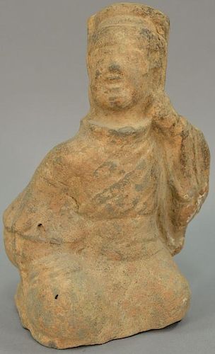 Chinese Sichuan pottery seated figure. ht. 8in.