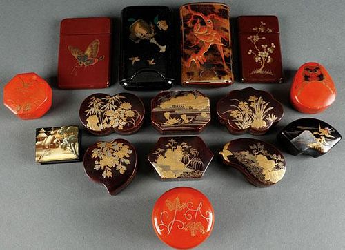 A GROUP OF 14 JAPANESE GILT LACQUER BOXES, MEIJI