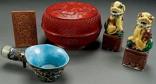 A FIVE PIECE GROUP OF CHINESE DECORATIVE ARTS