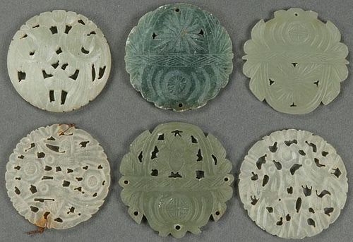 A GROUP OF SIX CHINESE CARVED JADE ORNAMENTS