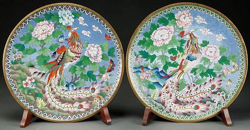 A LARGE PAIR OF CHINESE CLOISONNÉ ENAMELED GILT