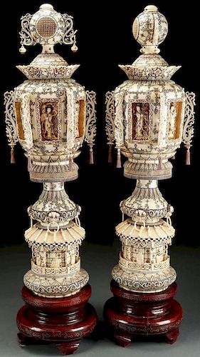 A PAIR OF LARGE AND IMPRESSIVE CHINESE POLYCHROME