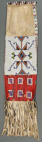 A SIOUX BEADED AND QUILLED PIPE BAG, CIRCA 1900