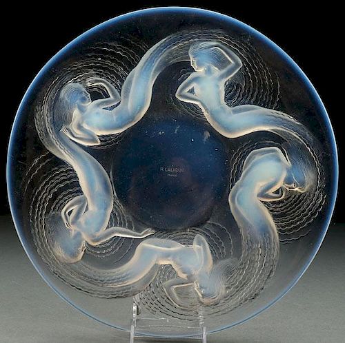 RENE LALIQUE OPALESCENT “CALYPSO” GLASS CHARGER