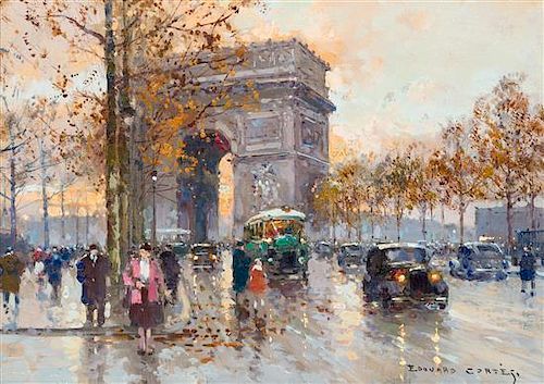 * Edouard Leon Cortes, (French, 1882-1969), Street Scene