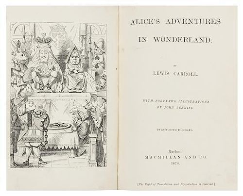 DODGSON, Charles Lutwidge ("Lewis Carroll") (1832-1898). Alice's Adventures in Wonderland. - Through the Looking-Glass. Londo