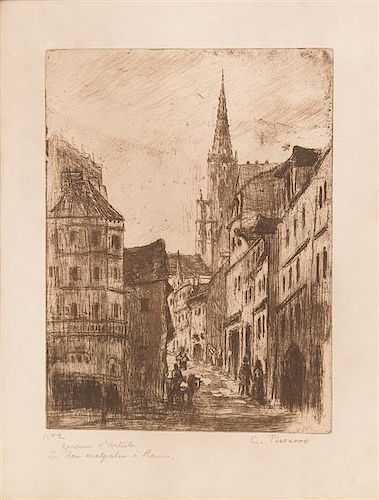 Camille Pissarro, (Danish/French, 1830-1903), La Rue Malpalue, a Rouen, 1885