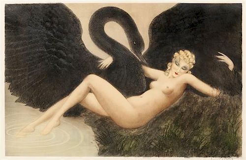 Louis Icart, (French, 1888-1950), Leda and The Swan, 1934